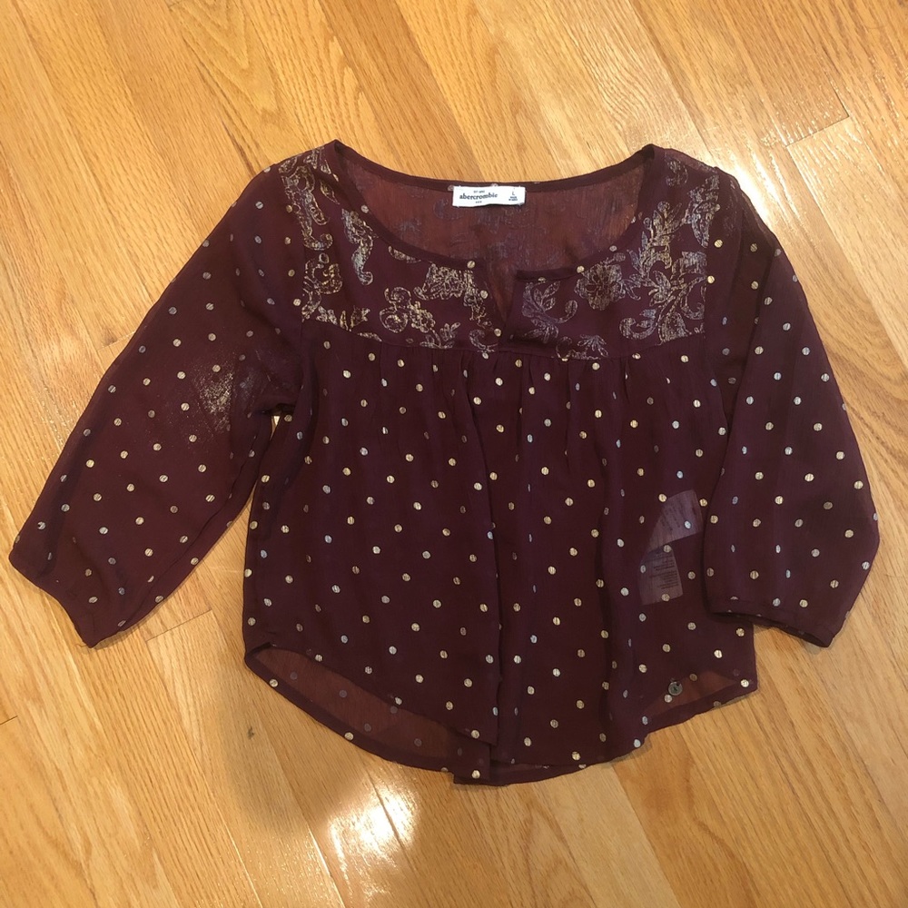 Abercrombie kids Maroon and Gold sheer top